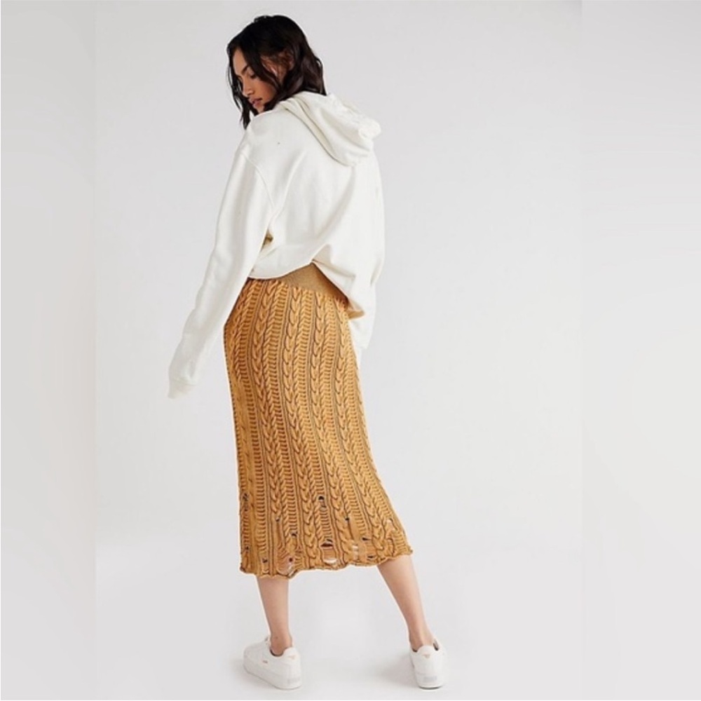 Free People Cable Knit Butterscotch Skirt - Picture 2 of 10